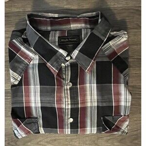 High Noon Men’s 3XL Western Pearl Snap Long Sleeve Plaid Shirt Cowboy Red Black